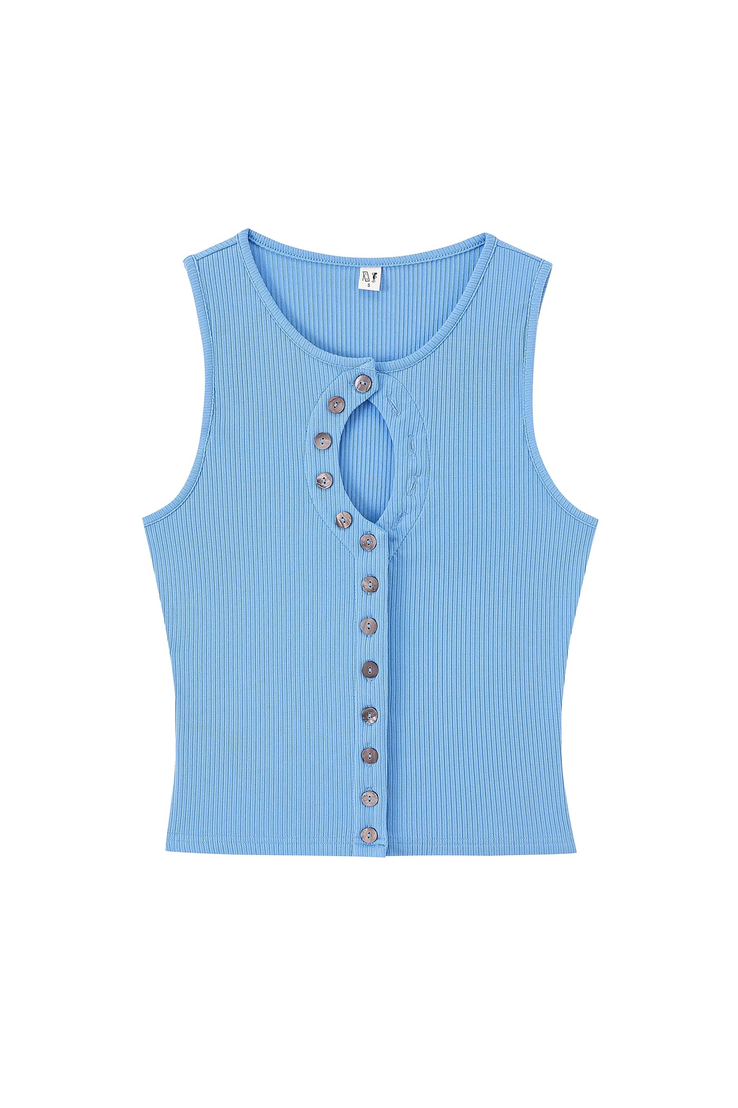 Fashion Brand Company Unbuttoned Tencel Rib Tank Top Baby Blue