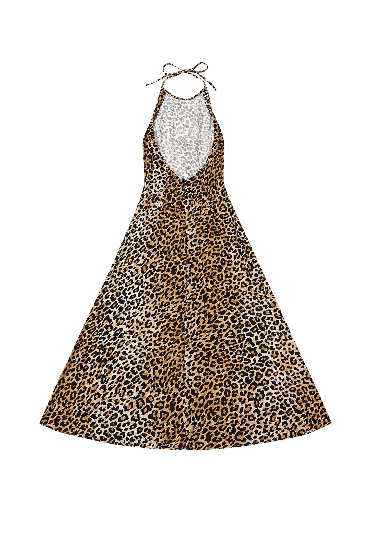Fashion Brand Company Leopard Halter Soft Linen Resort Maxi Dress