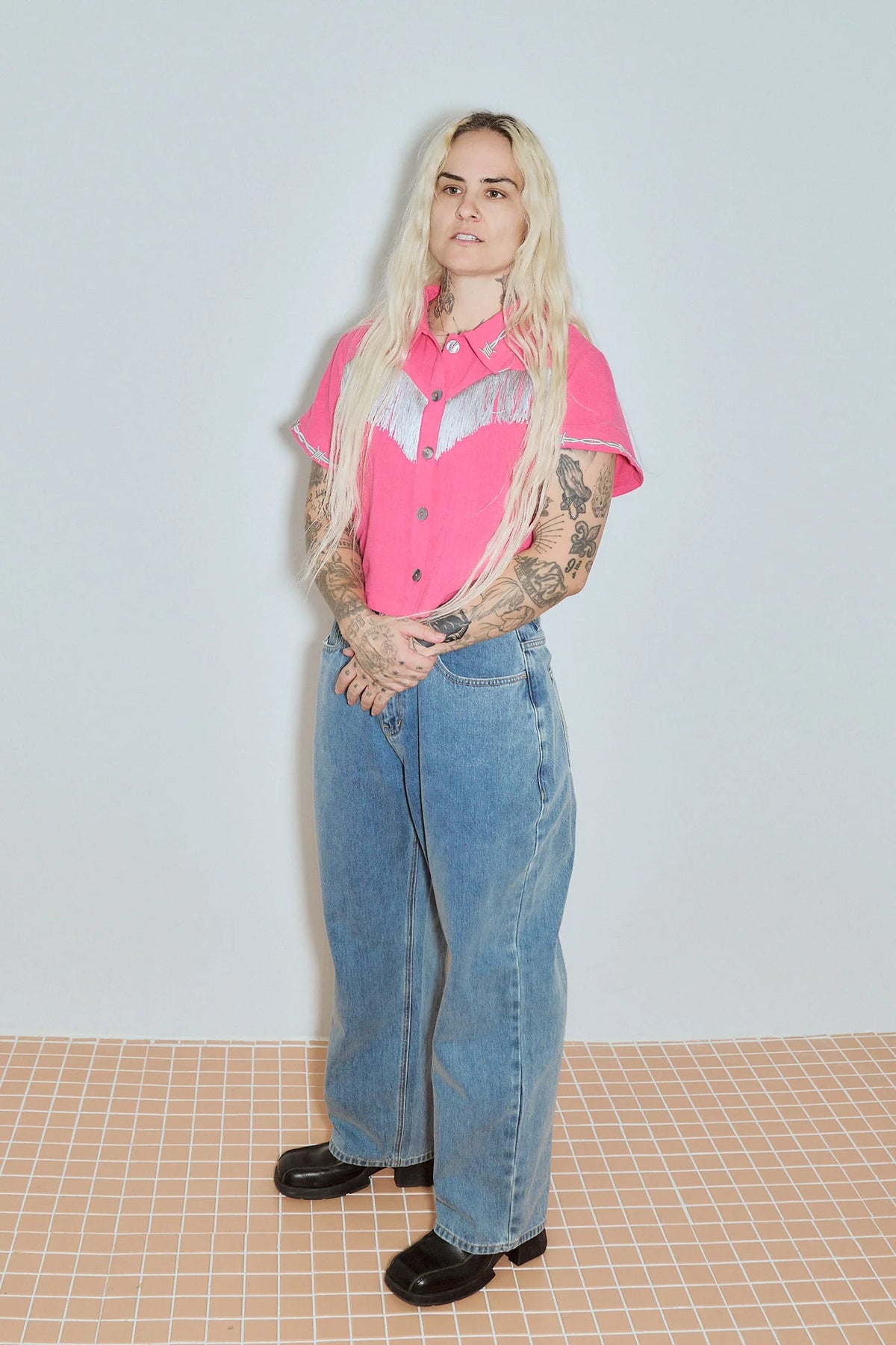 Fashion Brand Company Soft Linen Pammy Fringe Blouse Pink