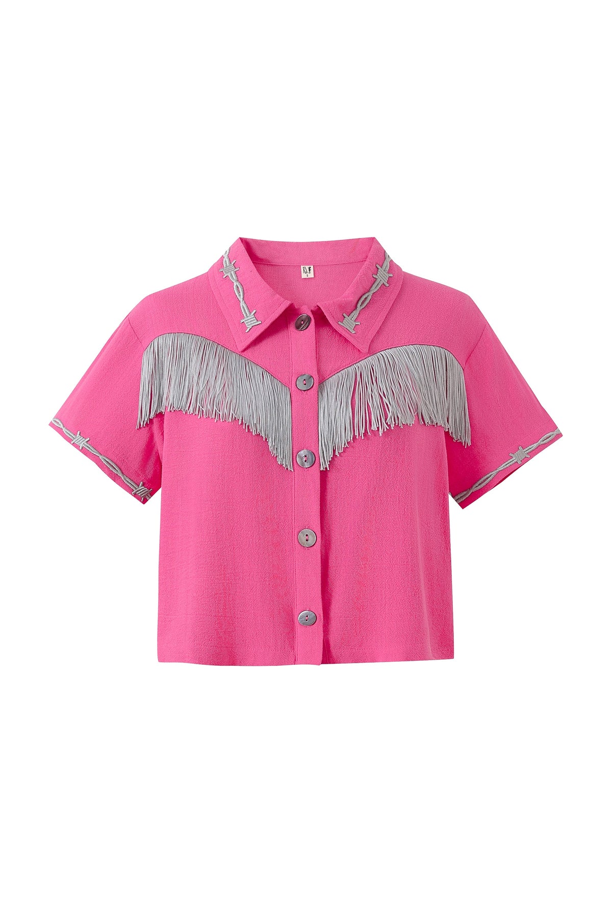 Fashion Brand Company Soft Linen Pammy Fringe Blouse Pink