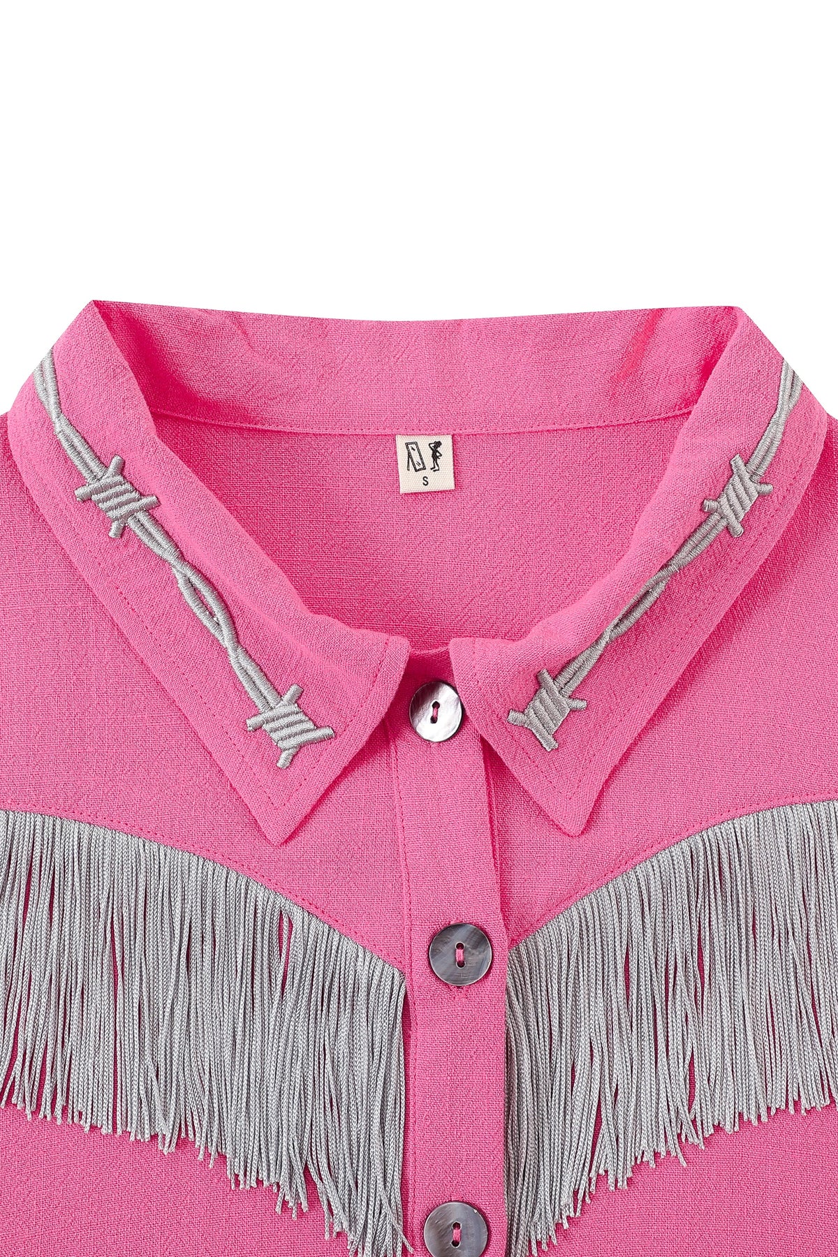 Fashion Brand Company Soft Linen Pammy Fringe Blouse Pink