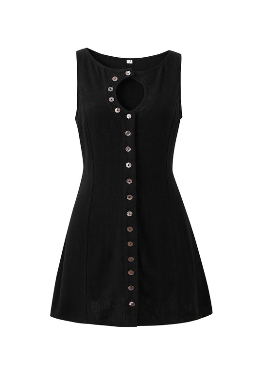 Fashion Brand Company Unbuttoned Soft Linen Mini Dress