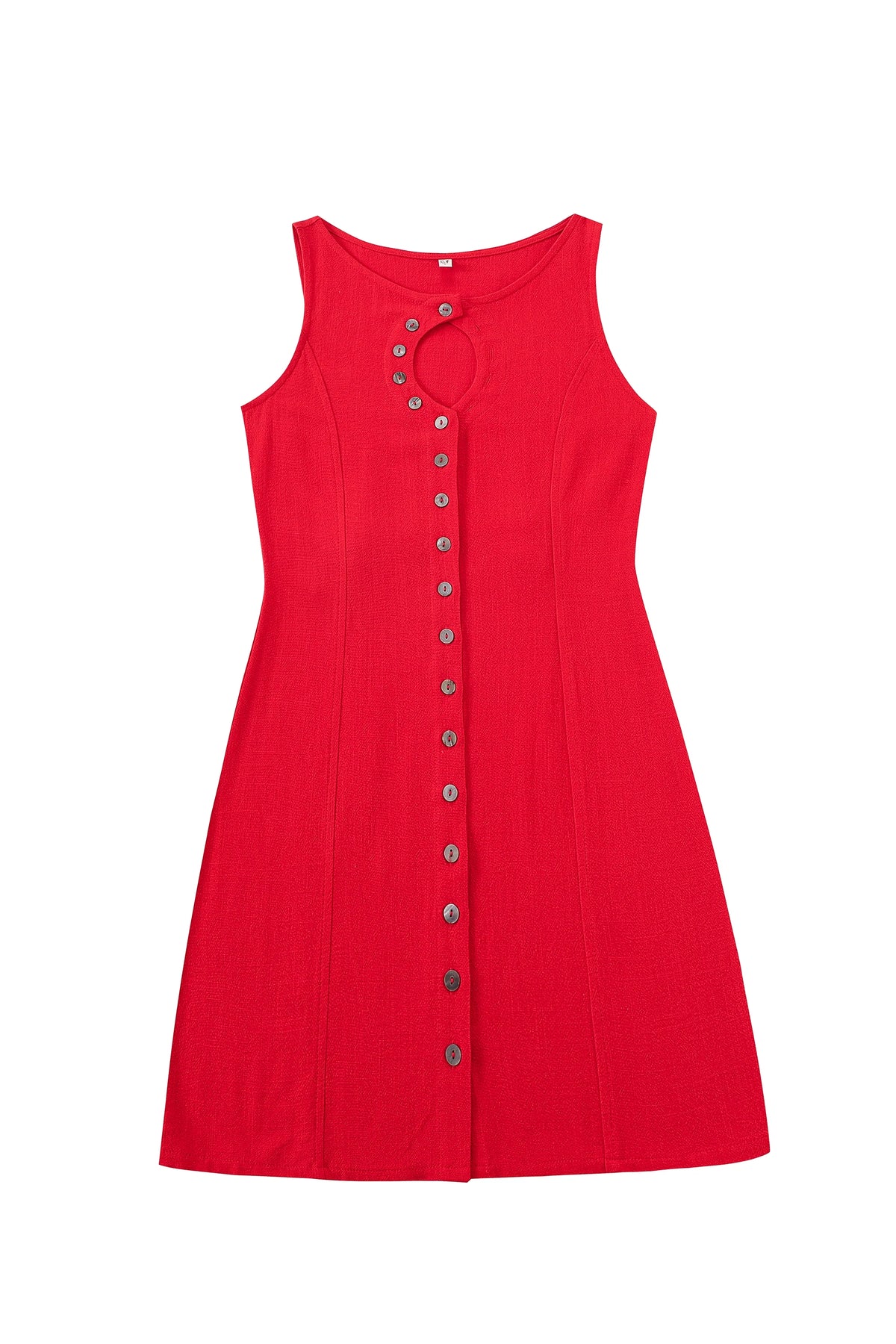 Fashion Brand Company Unbuttoned Soft Linen Mini Dress - Maraschino