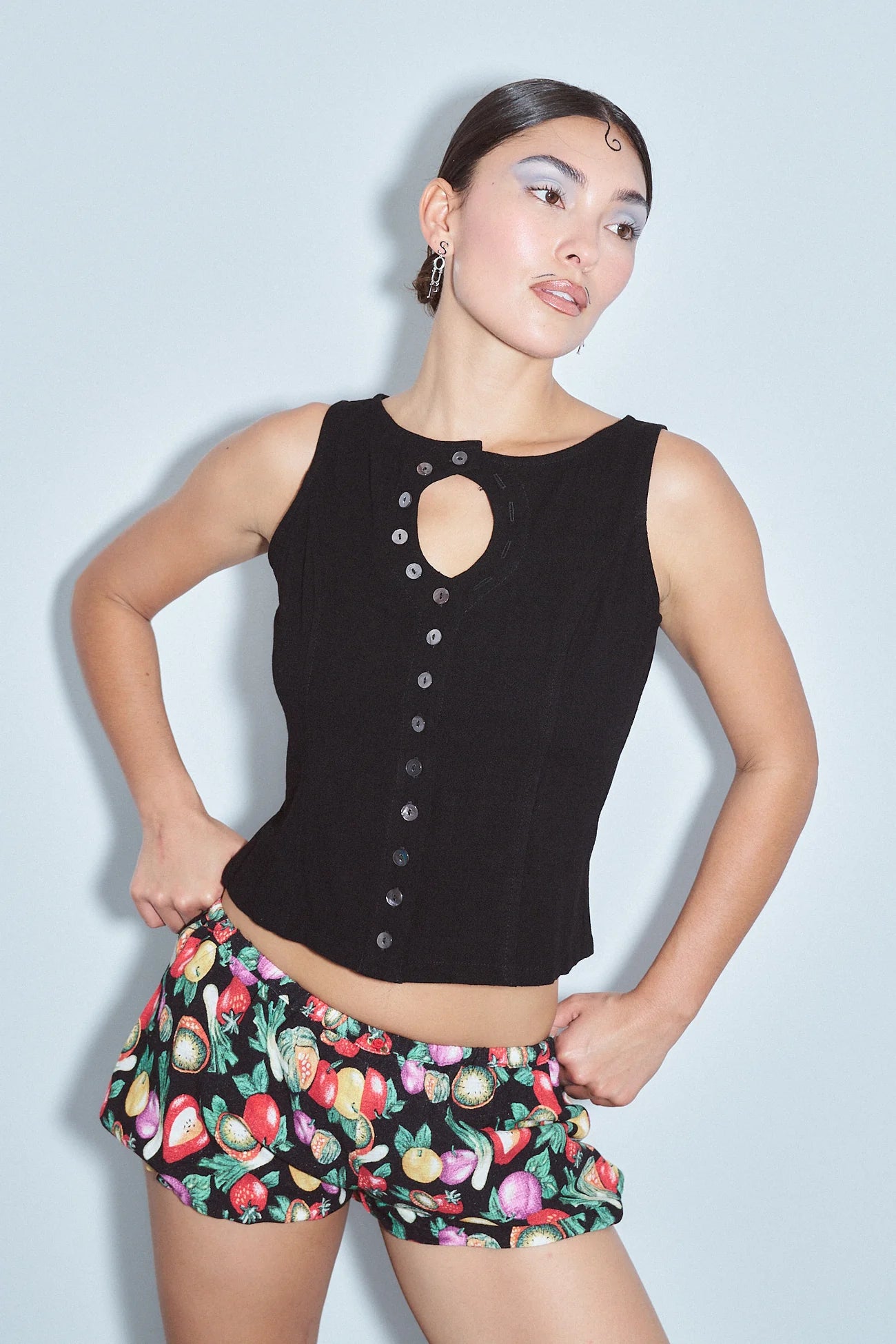 Fashion Brand Company Unbuttoned Soft Linen Tank Black