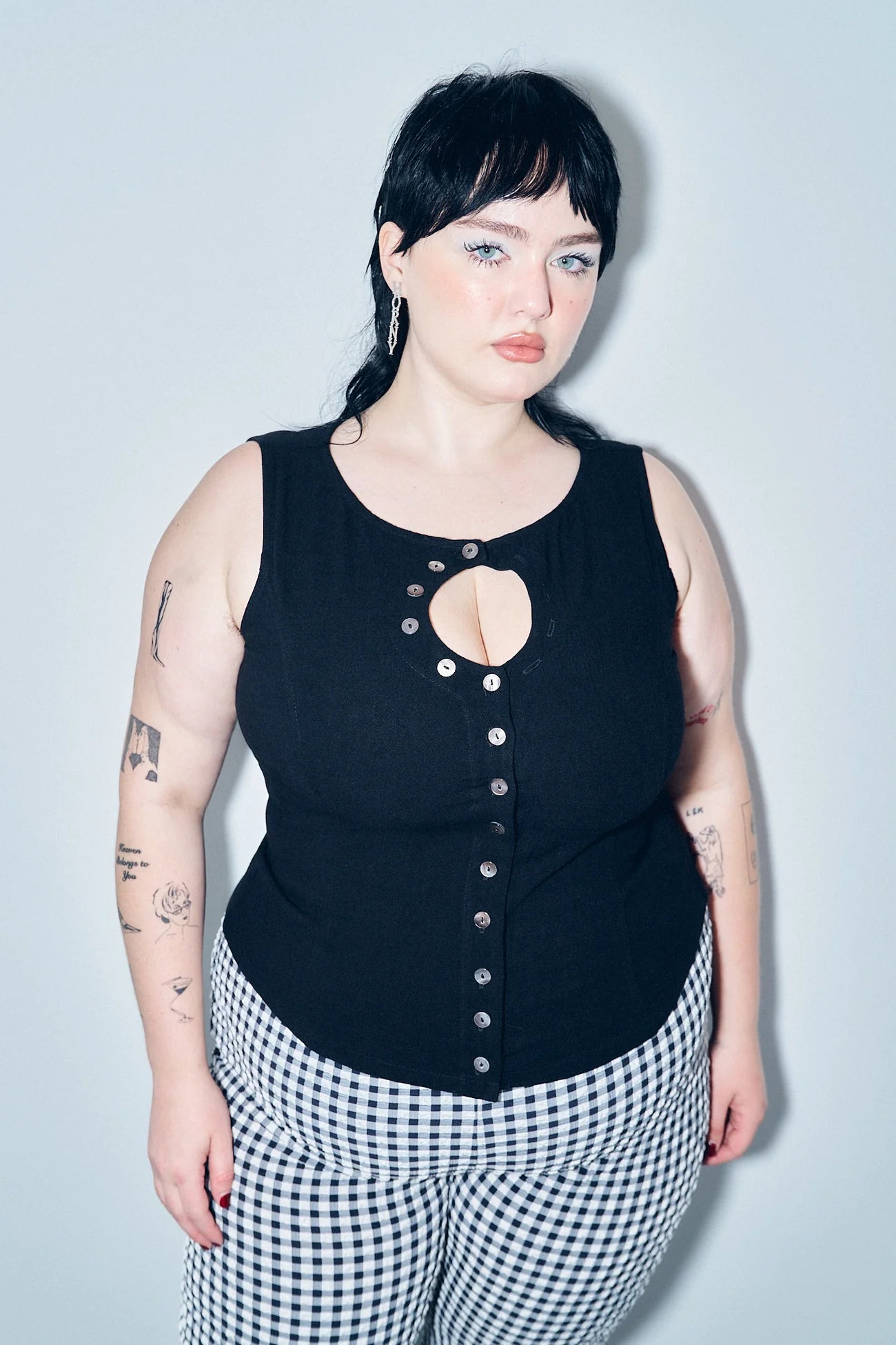 Fashion Brand Company Unbuttoned Soft Linen Tank Black