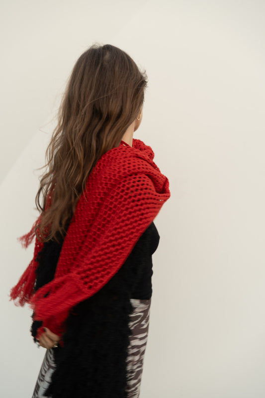 Odetta Scarf in Serrano Red Cotton