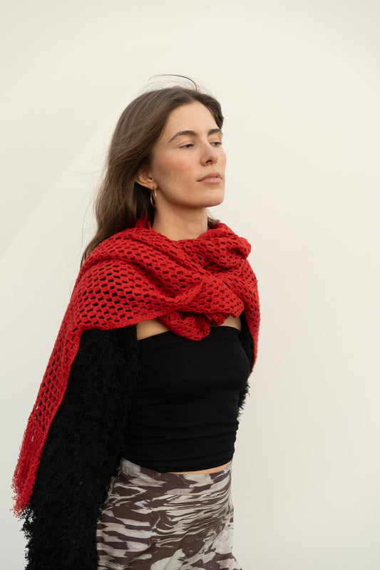 Odetta Scarf in Serrano Red Cotton