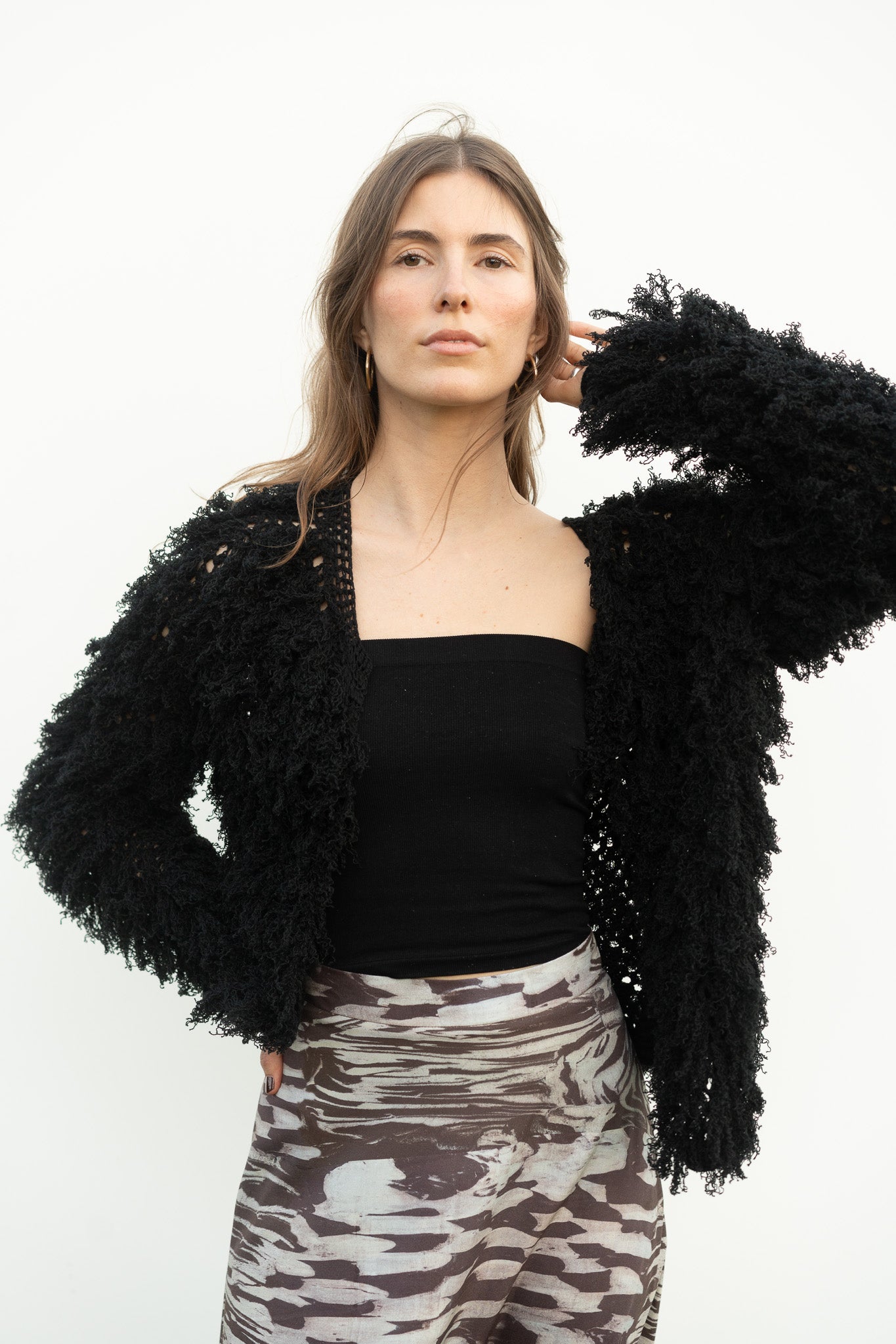 Lilli Cardigan in Black Cotton