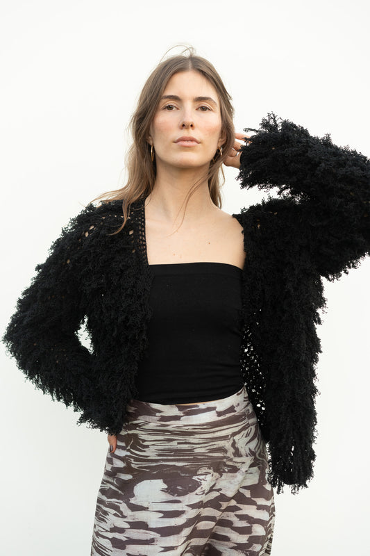 Lilli Cardigan in Black Cotton