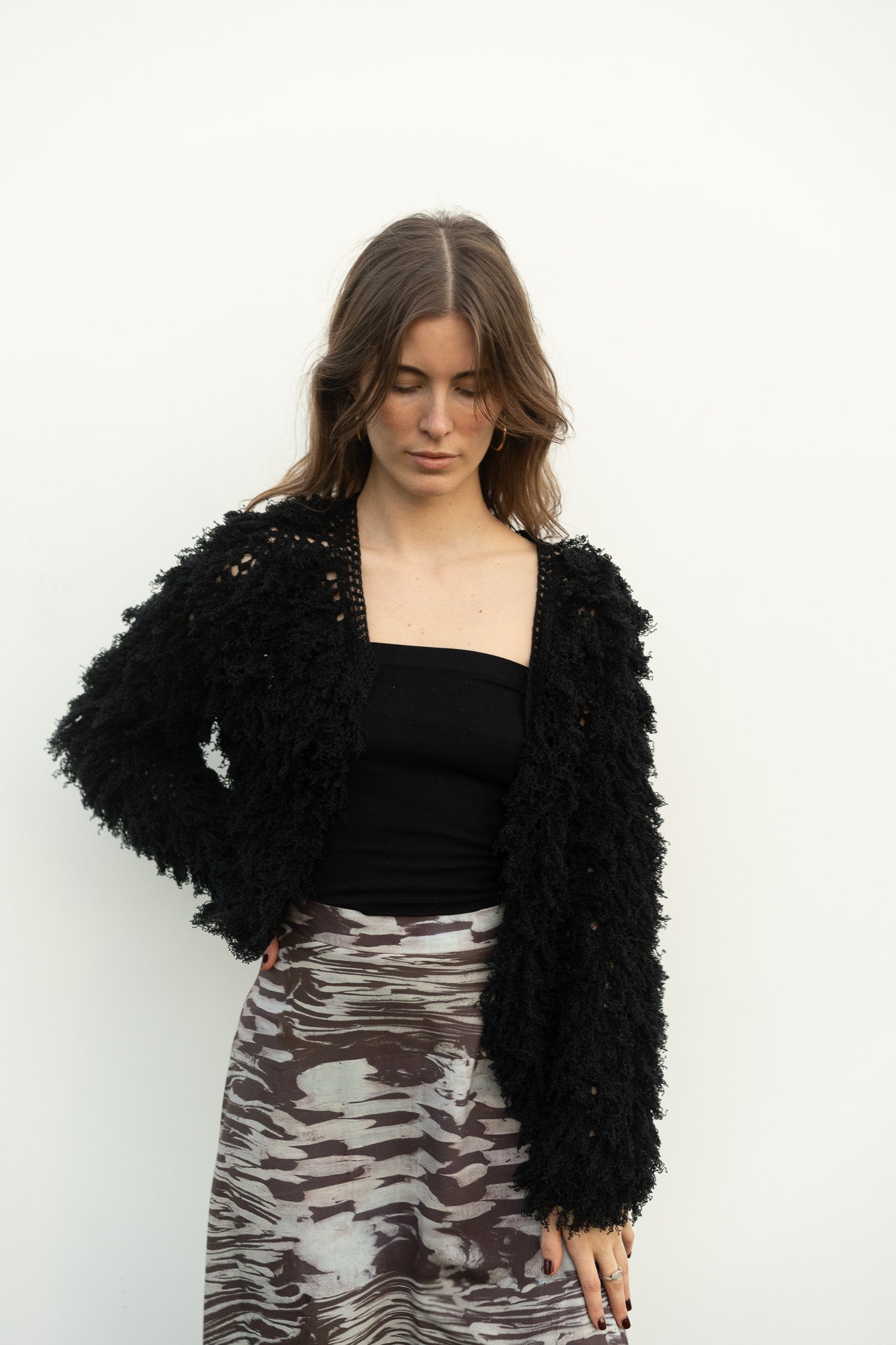 Lilli Cardigan in Black Cotton