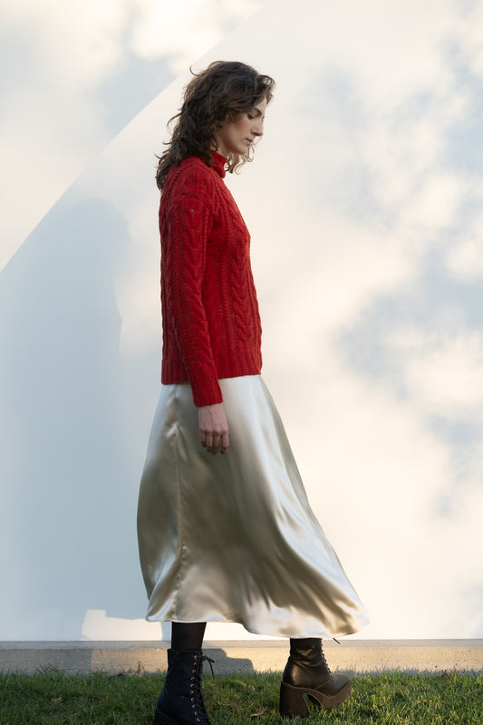 Helen Skirt in Cream Silk Charmeuse