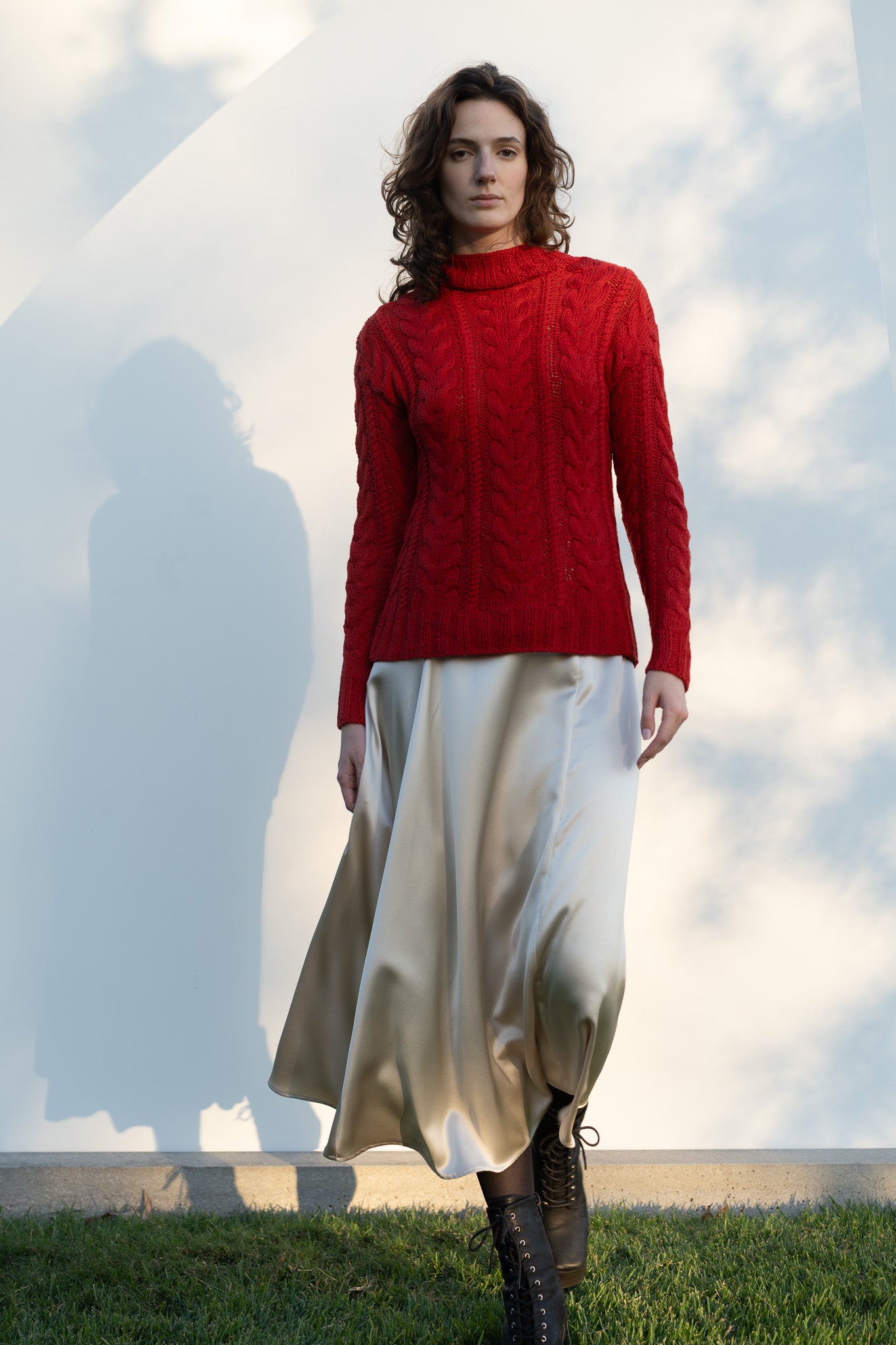 Helen Skirt in Cream Silk Charmeuse