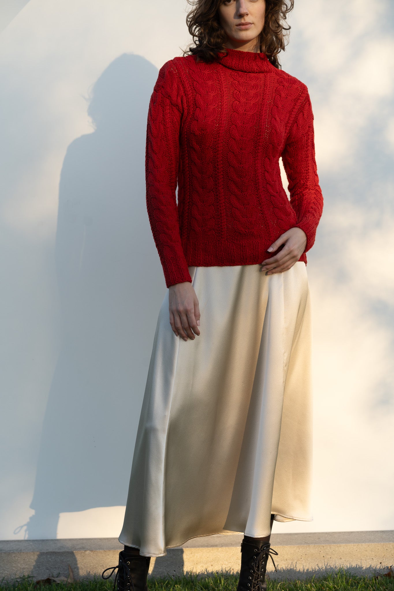 Helen Skirt in Cream Silk Charmeuse