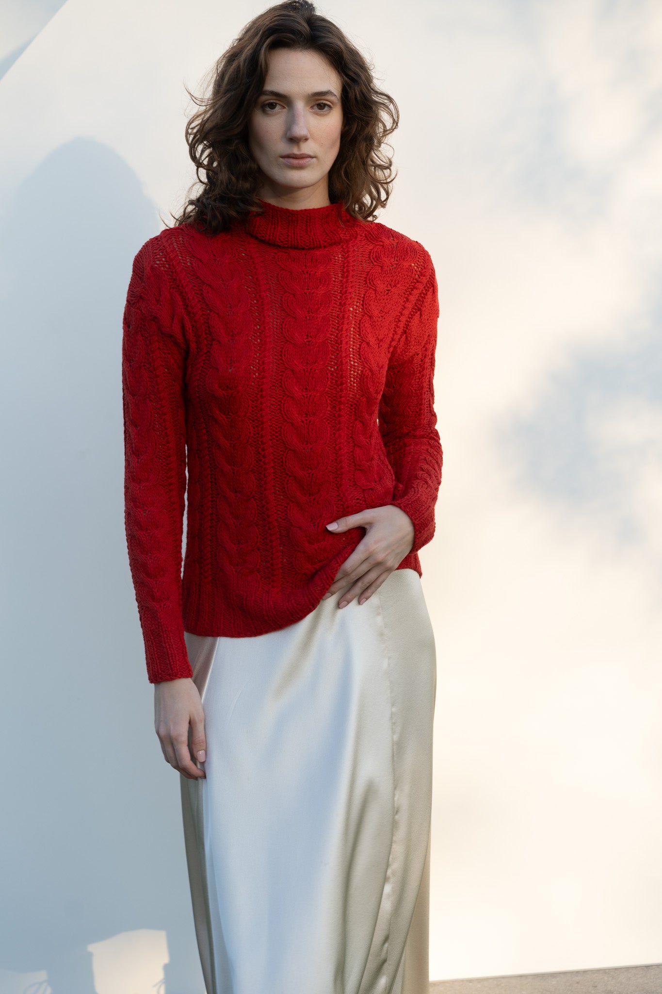 Helen Skirt in Cream Silk Charmeuse