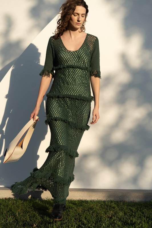 Ceremony Gown in Emerald Cashmere