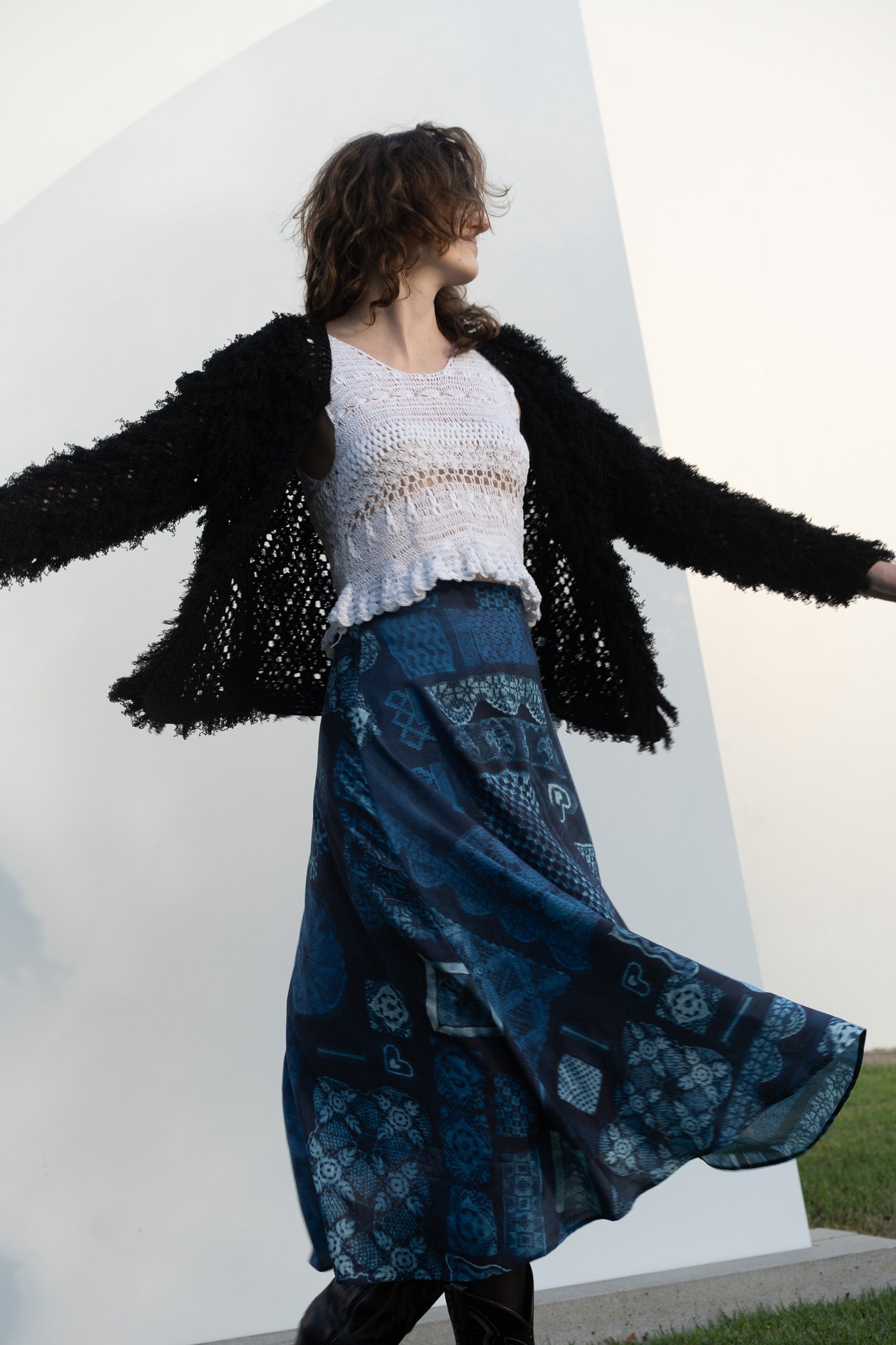 Lilli Cardigan in Black Cotton