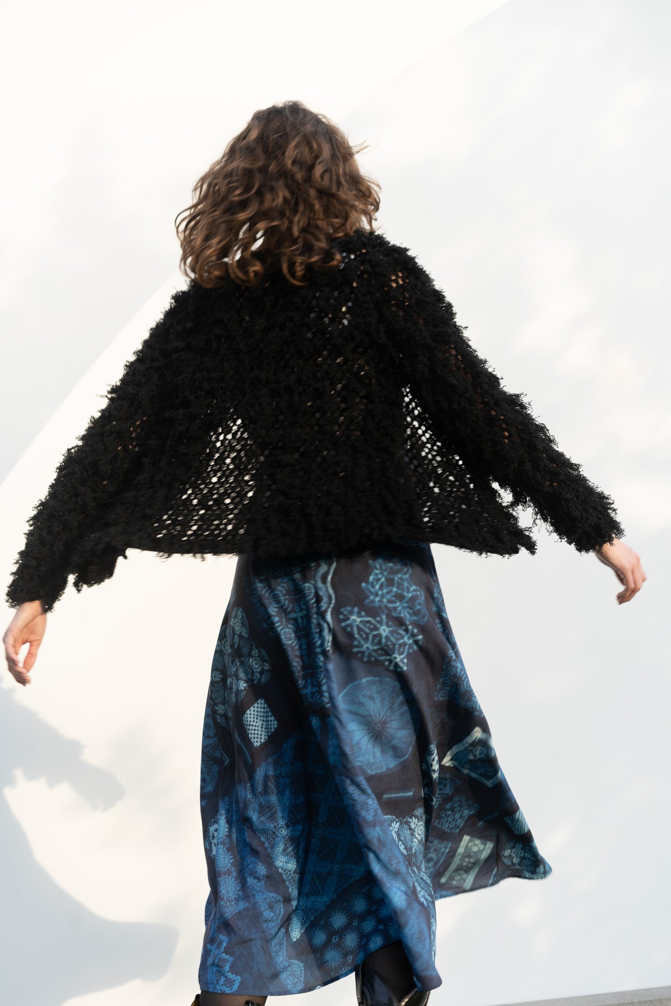 Helen Skirt in Blue Crochet Cyanotype Print