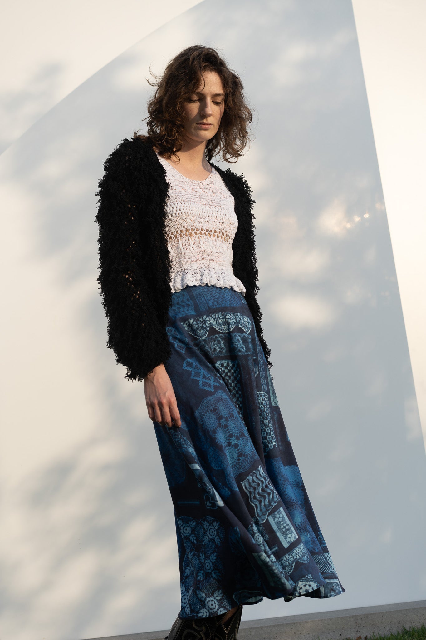 Lilli Cardigan in Black Cotton