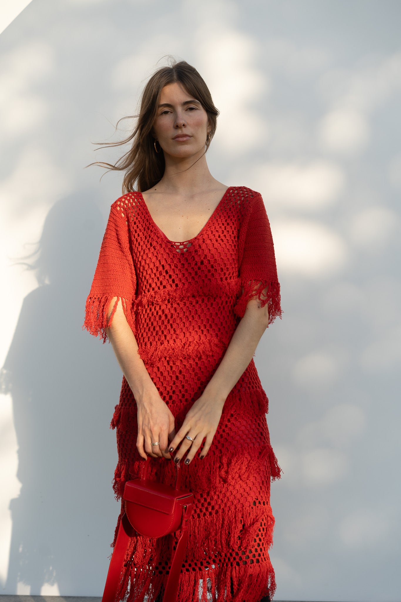 Zora Dress in Serrano Red Cotton
