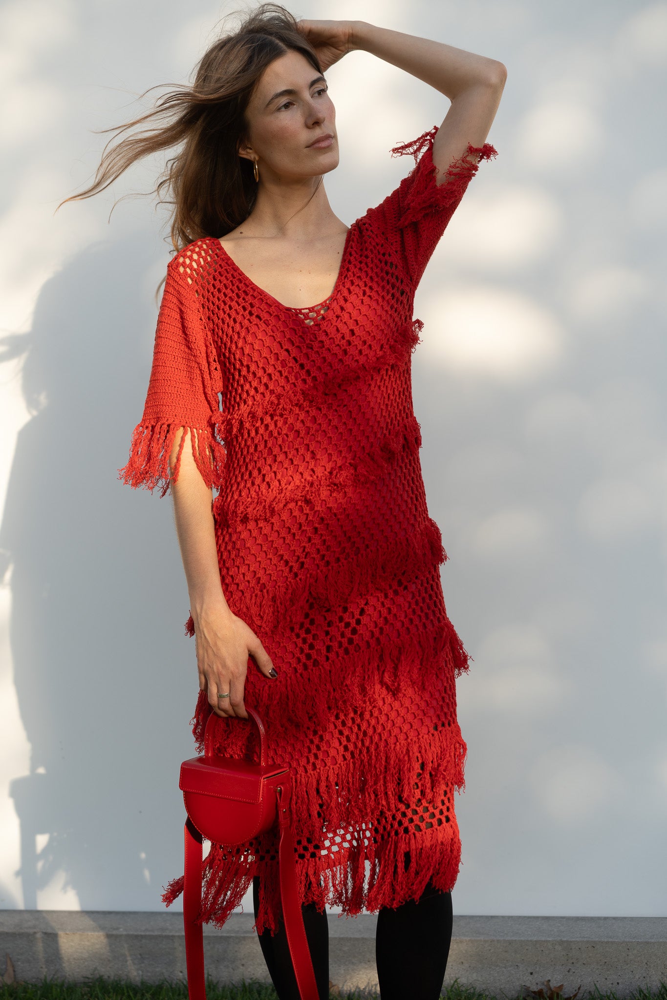 Zora Dress in Serrano Red Cotton