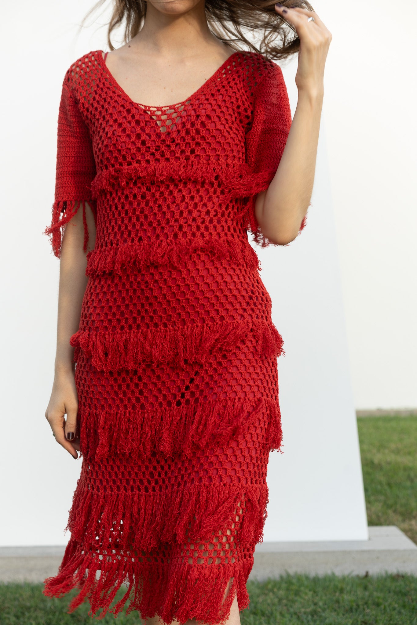 Zora Dress in Serrano Red Cotton