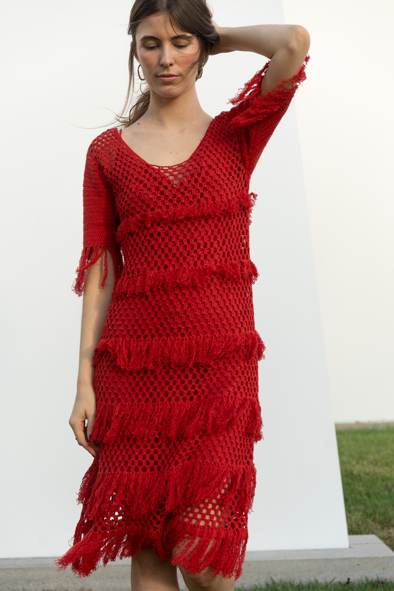 Zora Dress in Serrano Red Cotton