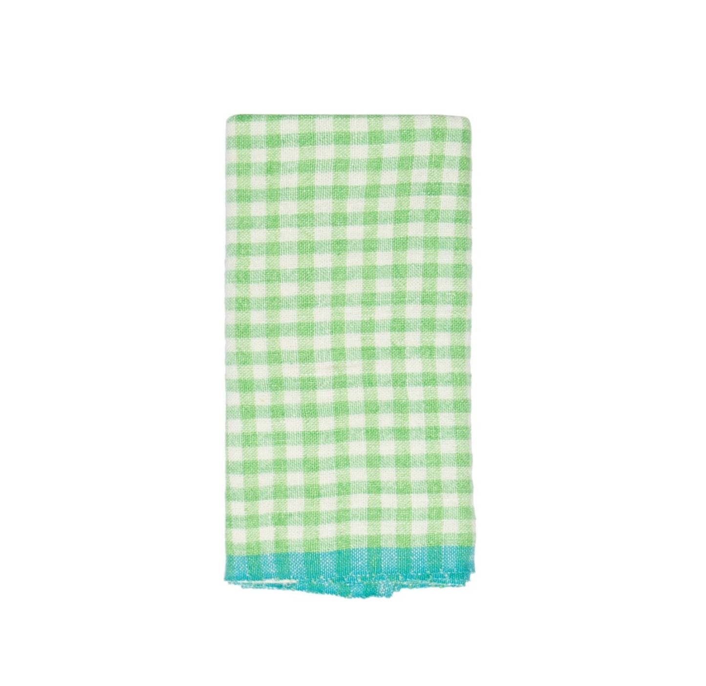 CARAVAN Two tone gingham lime/aqua towels set of two