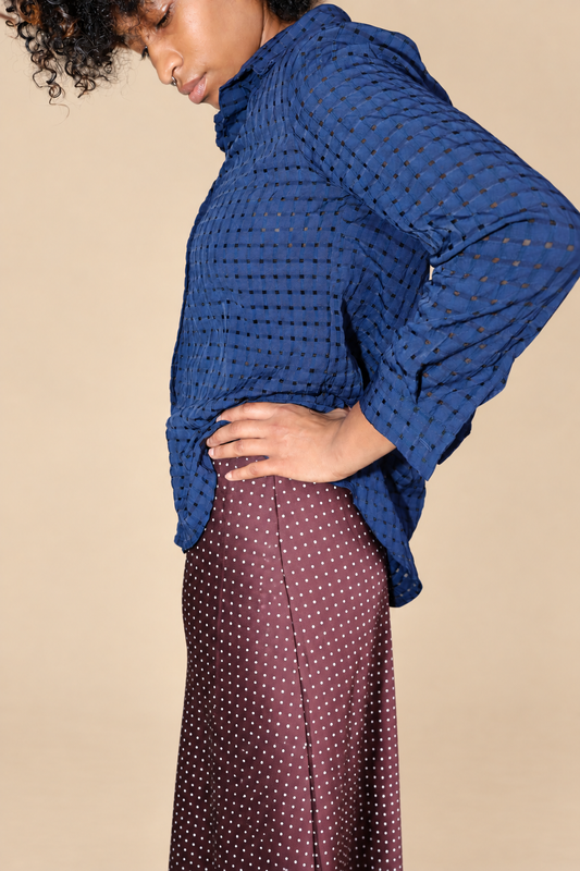 SATIN MERMAID FIT SKIRT: CHOCO IVORY M