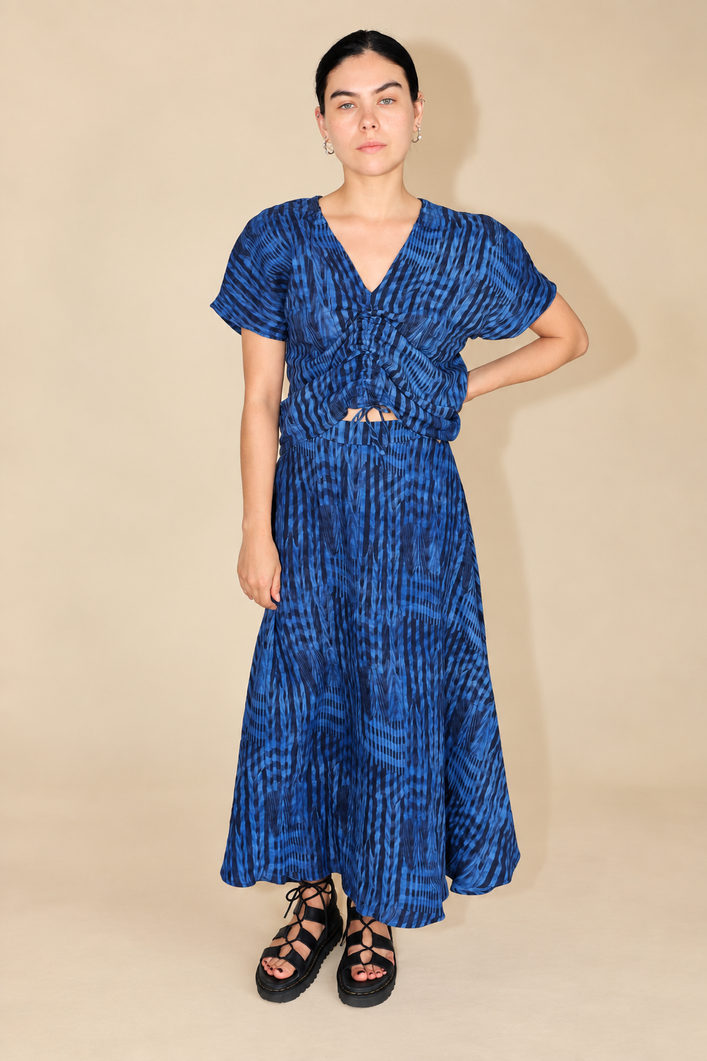 Isabel Wilson Warped Gingham numbers top