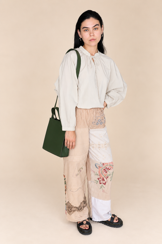 TENCEL TIED BLOUSE: ECRU SMALL