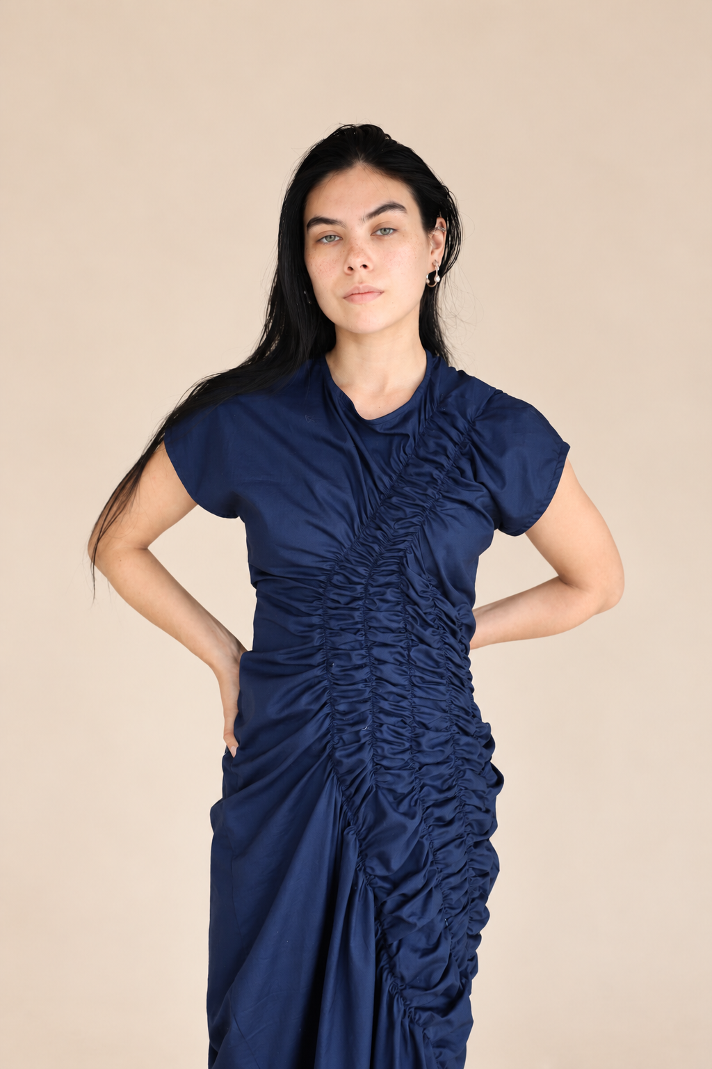 Isabel Wilson Jupiter Dress in Navy Poplin