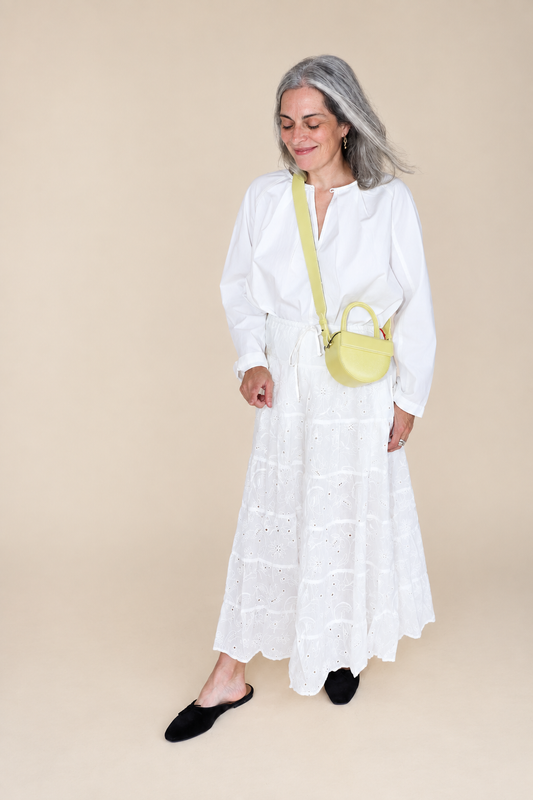 Tiered Eyelet Cotton Maxi Skirt - IVORY