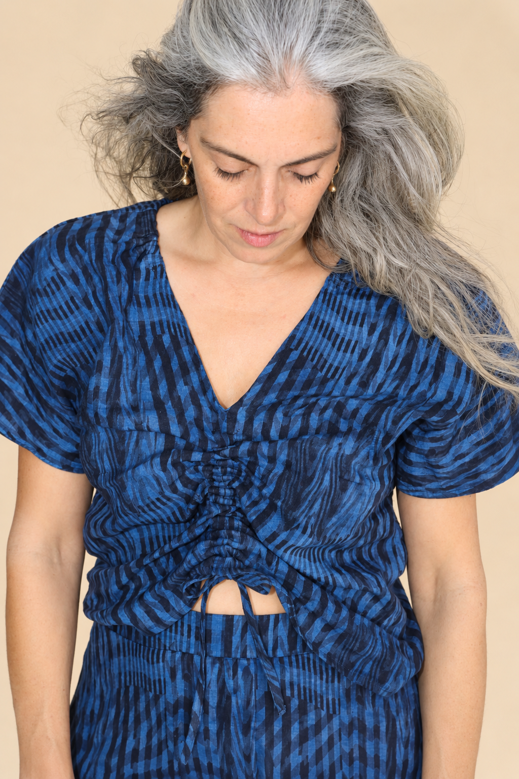 Isabel Wilson Warped Gingham numbers top