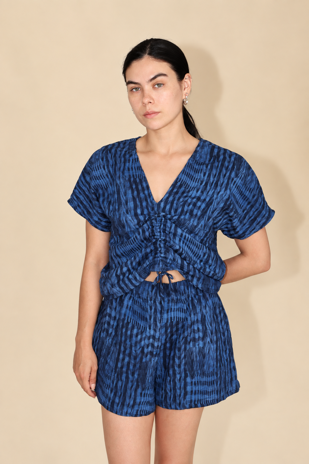 Isabel Wilson Warped Gingham numbers top
