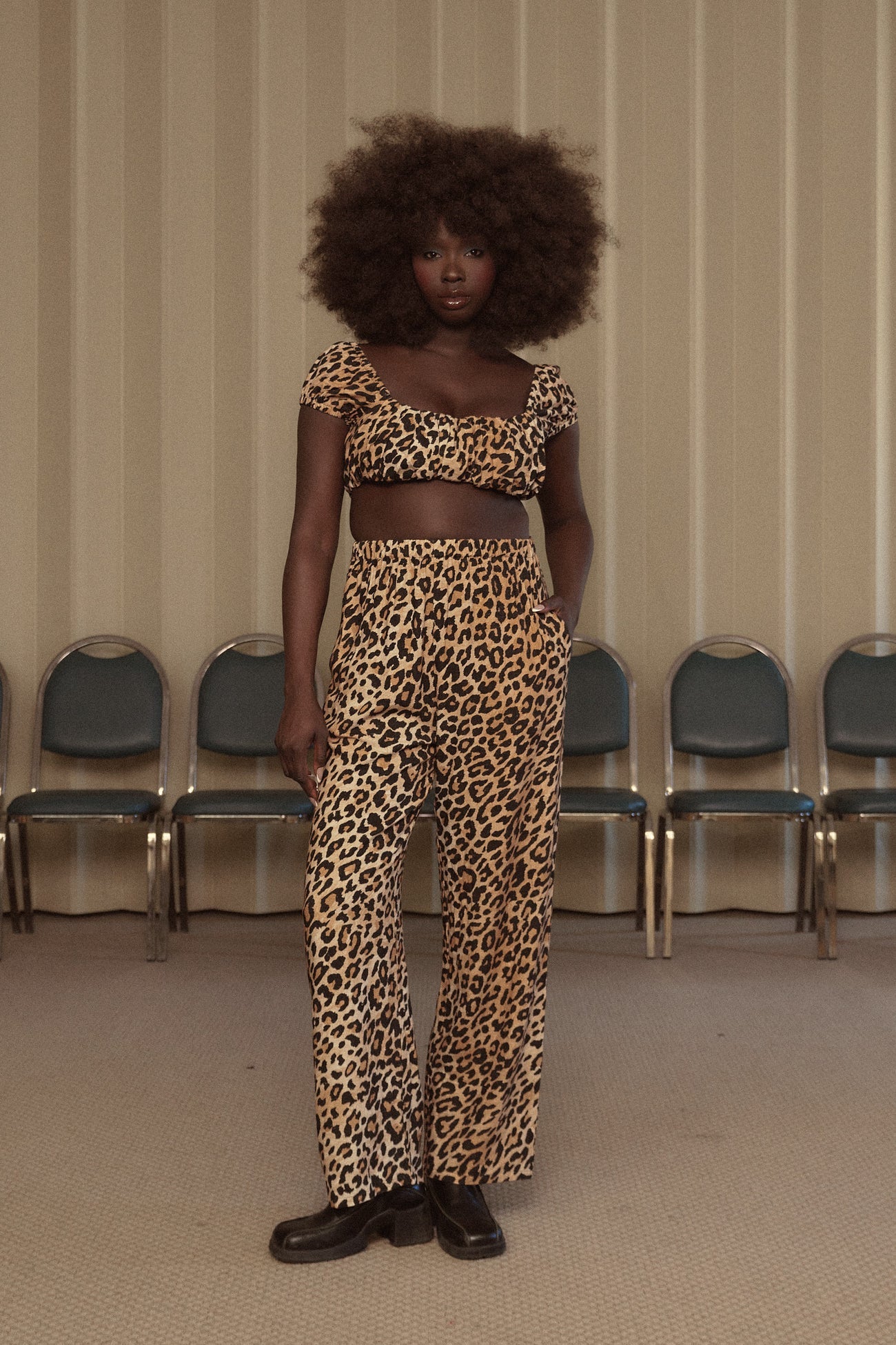 Fashion Brand Company Lazy Pants Soft Linen Leopard