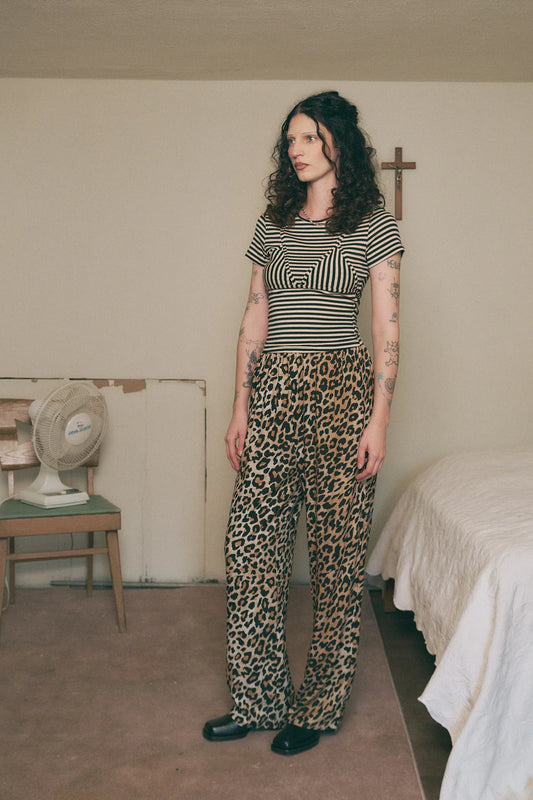 Fashion Brand Company Lazy Pants Soft Linen Leopard