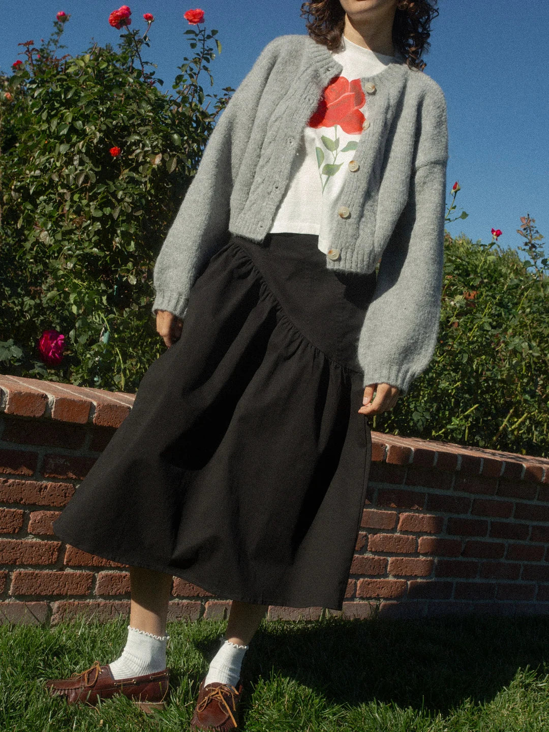 Lisa Says Gah Maeve Midi Skirt - Caviar Twill
