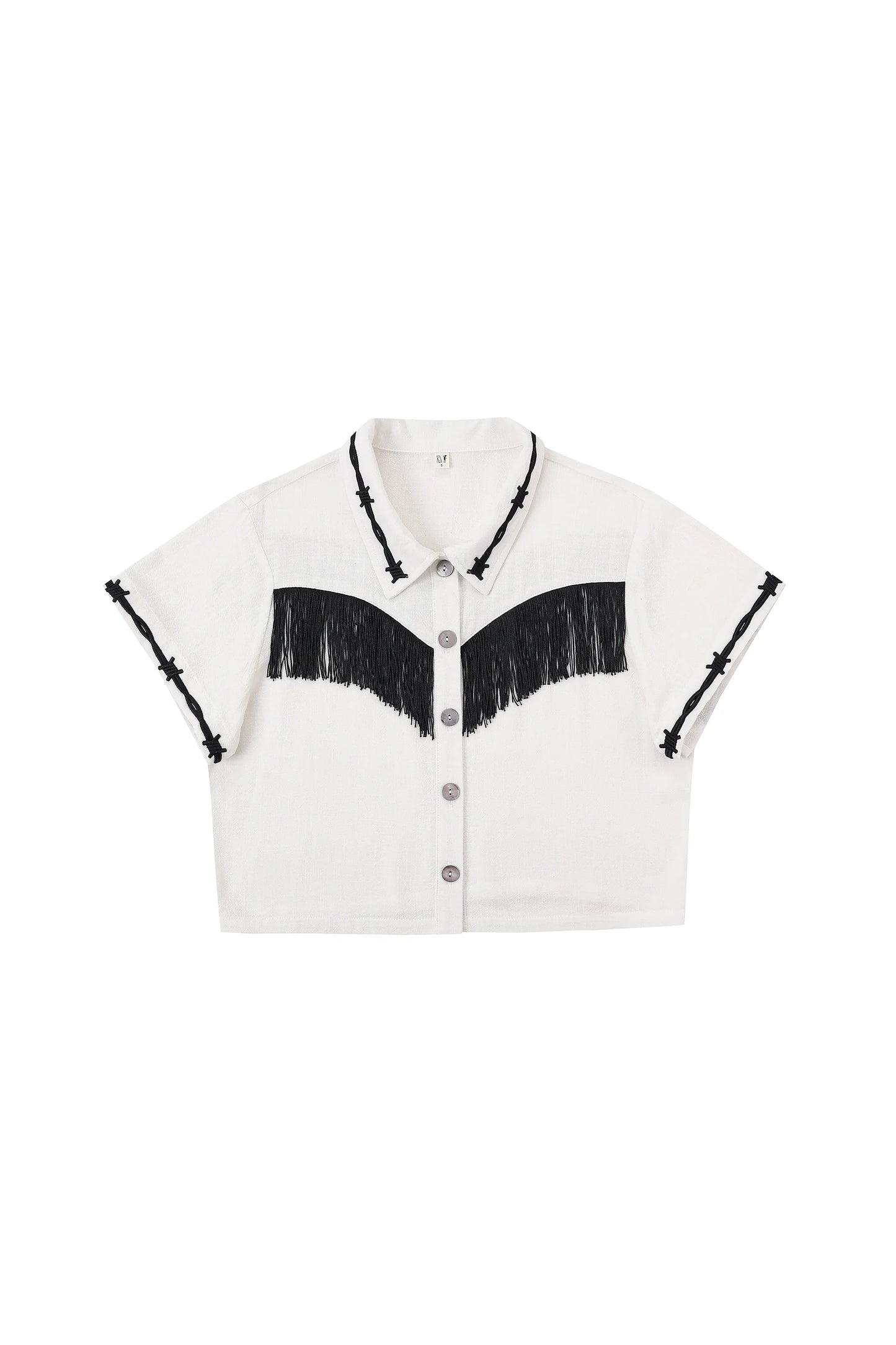 Fashion Brand Company Soft Linen Pammy Fringe Blouse White