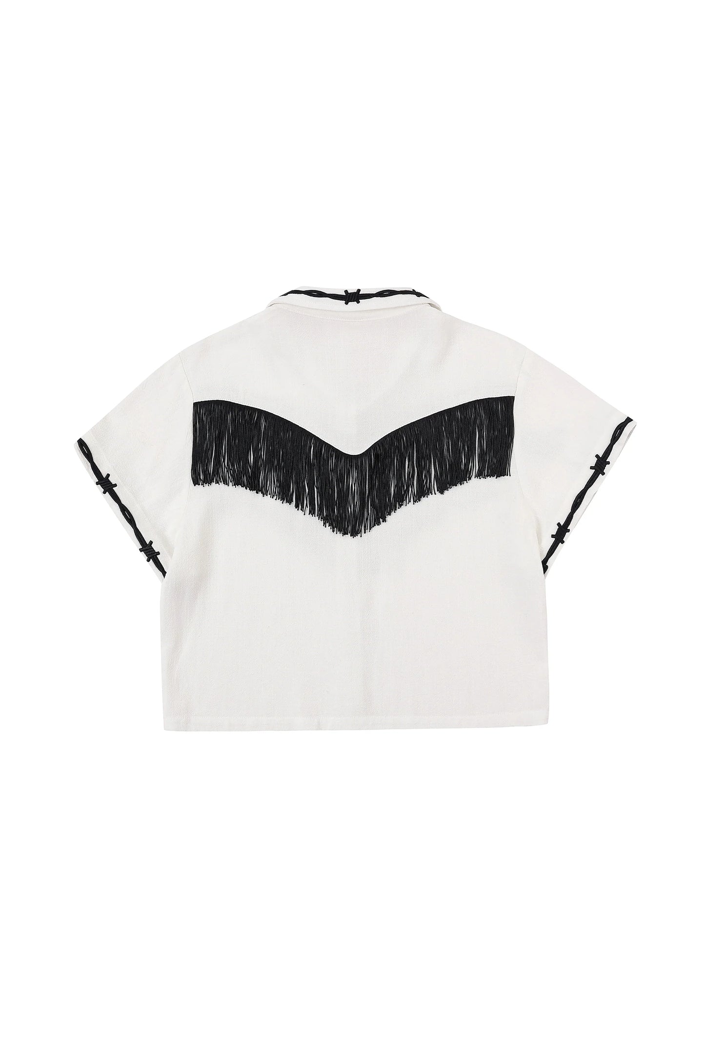 Fashion Brand Company Soft Linen Pammy Fringe Blouse White