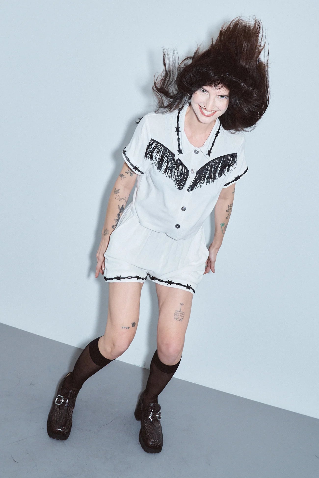 Fashion Brand Company Soft Linen Pammy Fringe Blouse White