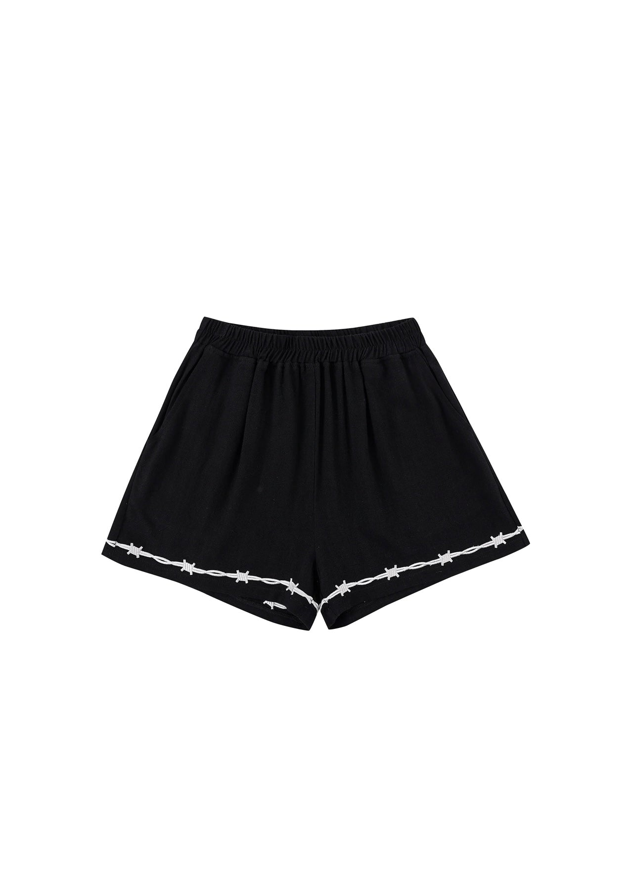 Fashion Brand Company Pammy Soft Linen Barbed Wire Shorts - Black