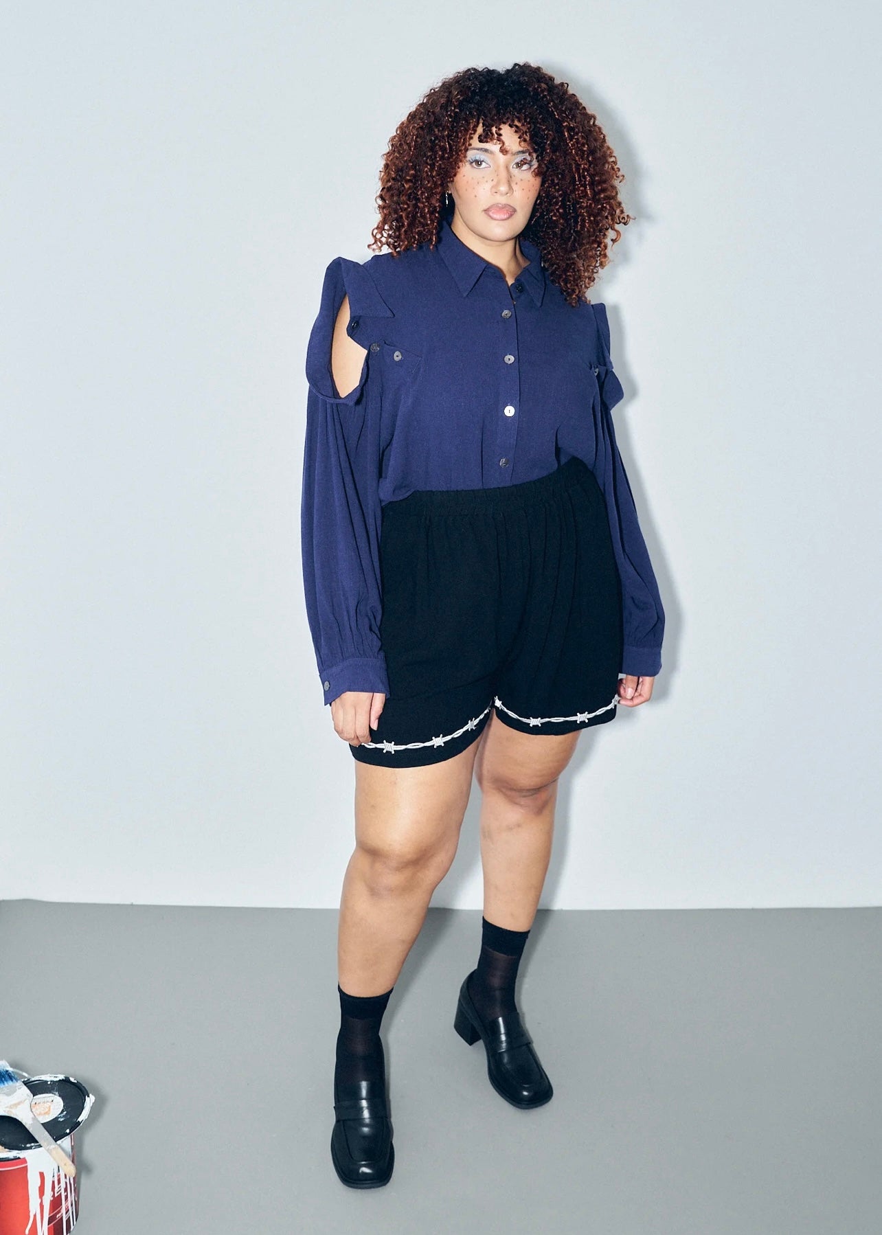 Fashion Brand Company Pammy Soft Linen Barbed Wire Shorts - Black