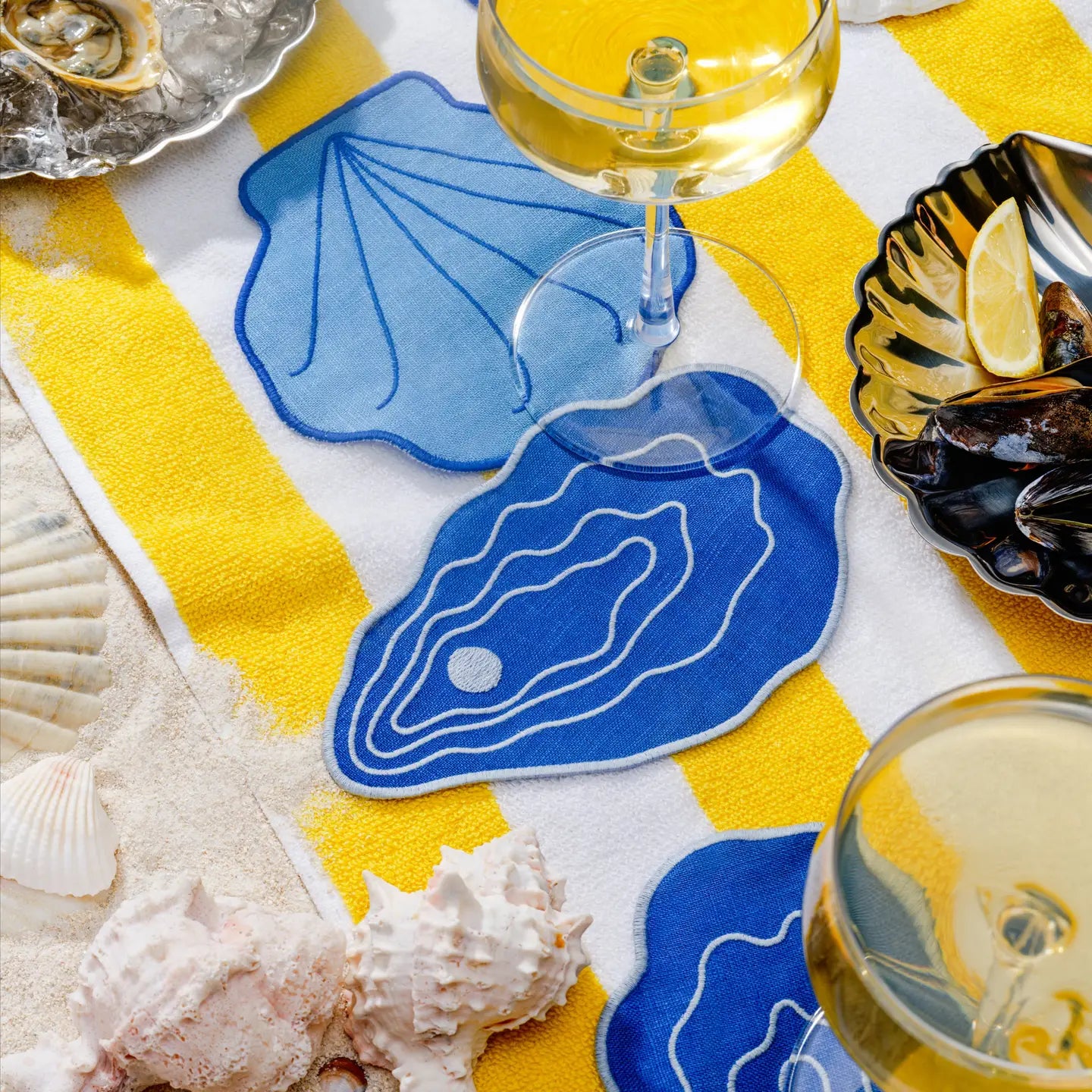 Piecework Shell Cocktail Napkins - Set of 4