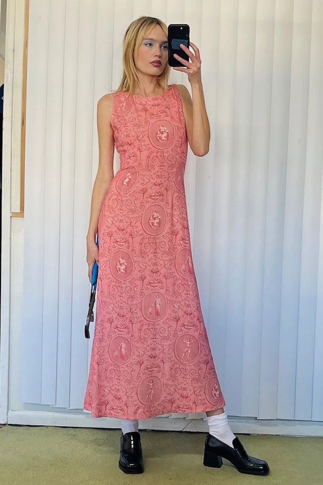 Fashion Brand Company Good Woman Soft Linen Dress "Women" Pink Toile