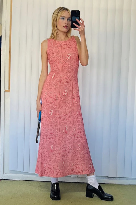 Fashion Brand Company Good Woman Soft Linen Dress "Women" Pink Toile