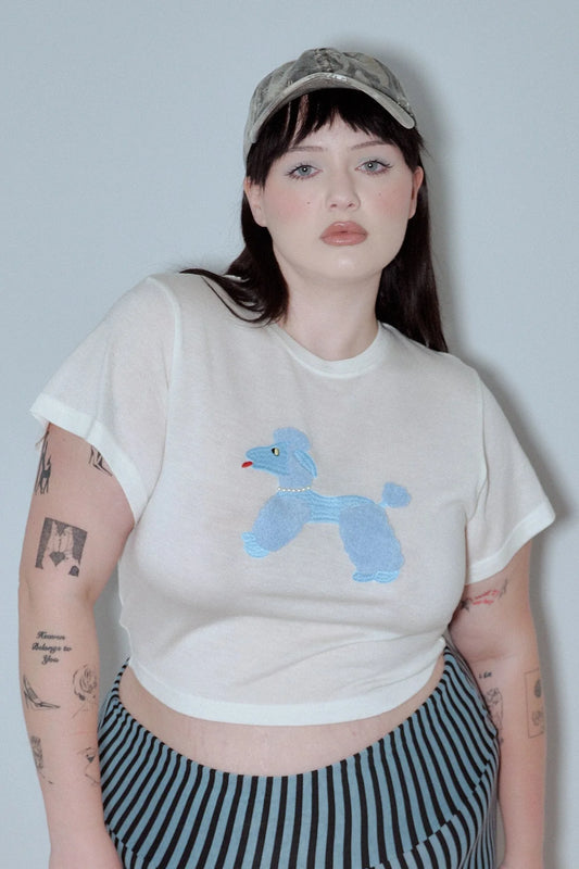 Fashion Brand Company Poodle Wool Blend Tommy Tee White