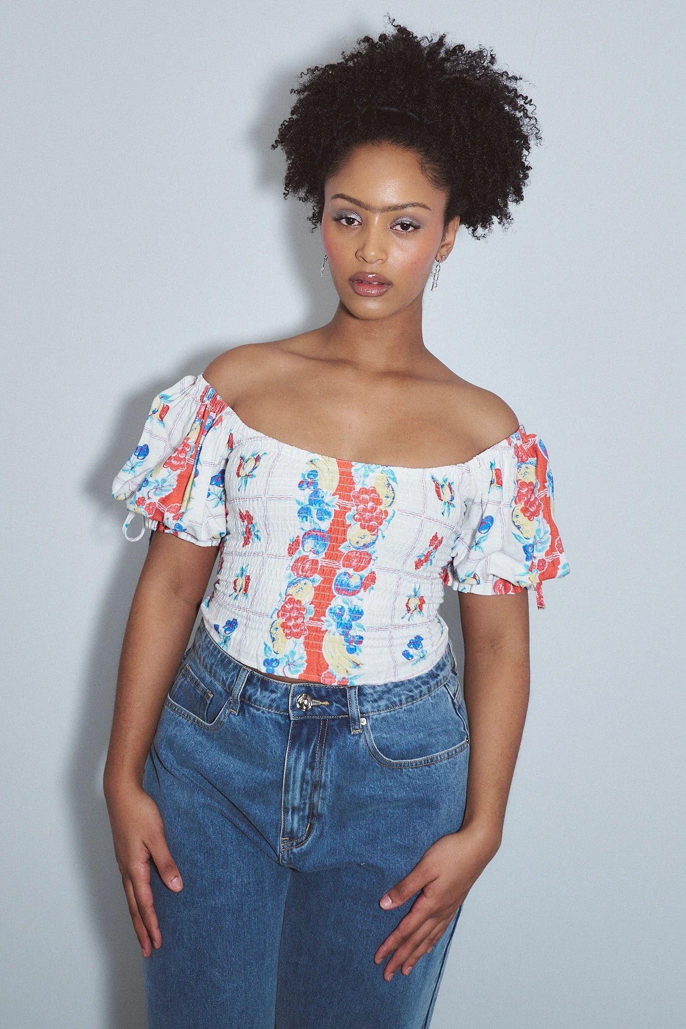 Fashion Brand Company Smocked Blouse Soft Linen Fruity