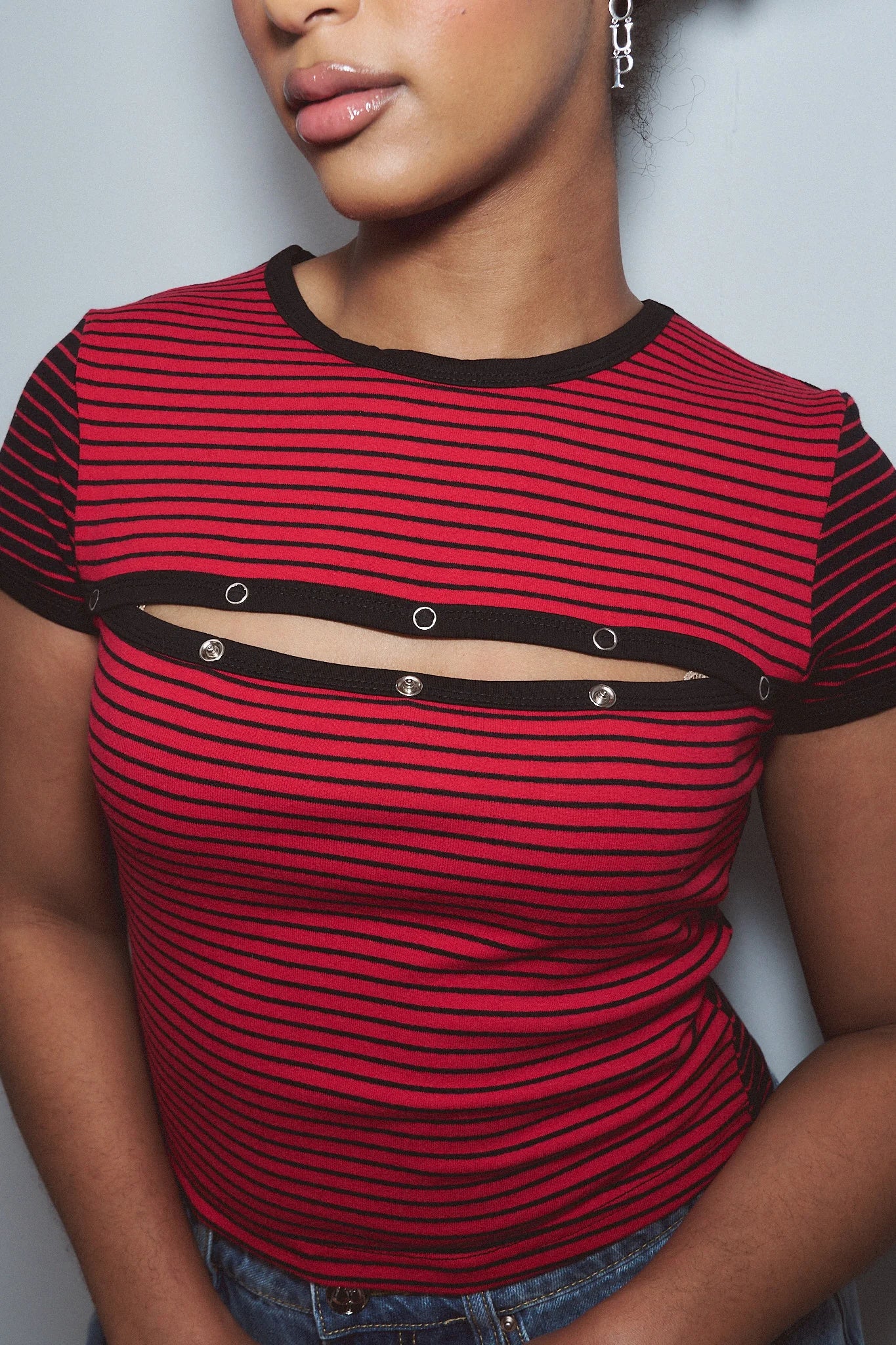 Fashion Brand Company Calvin Snap Tee Blood Stripe