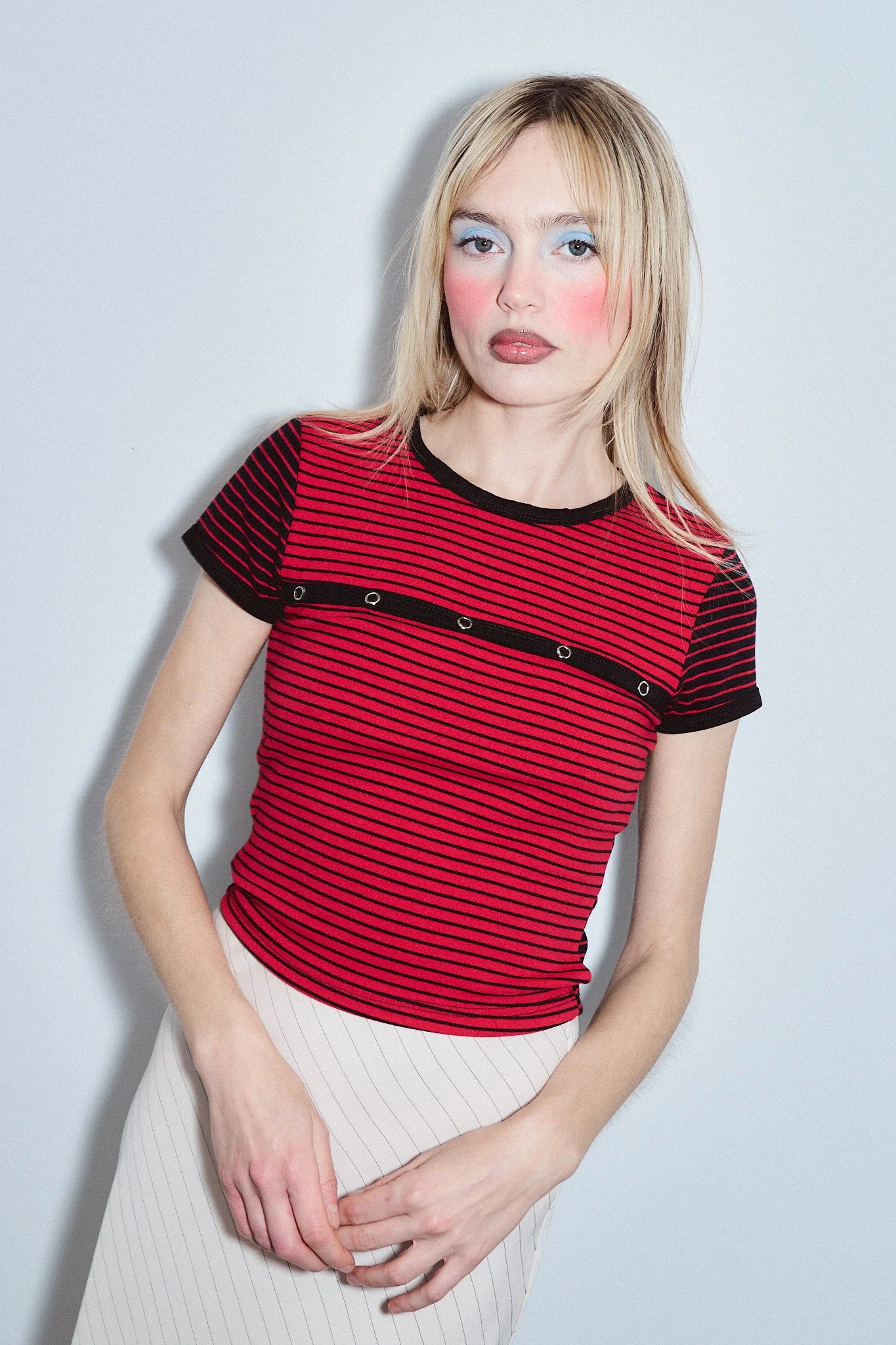 Fashion Brand Company Calvin Snap Tee Blood Stripe