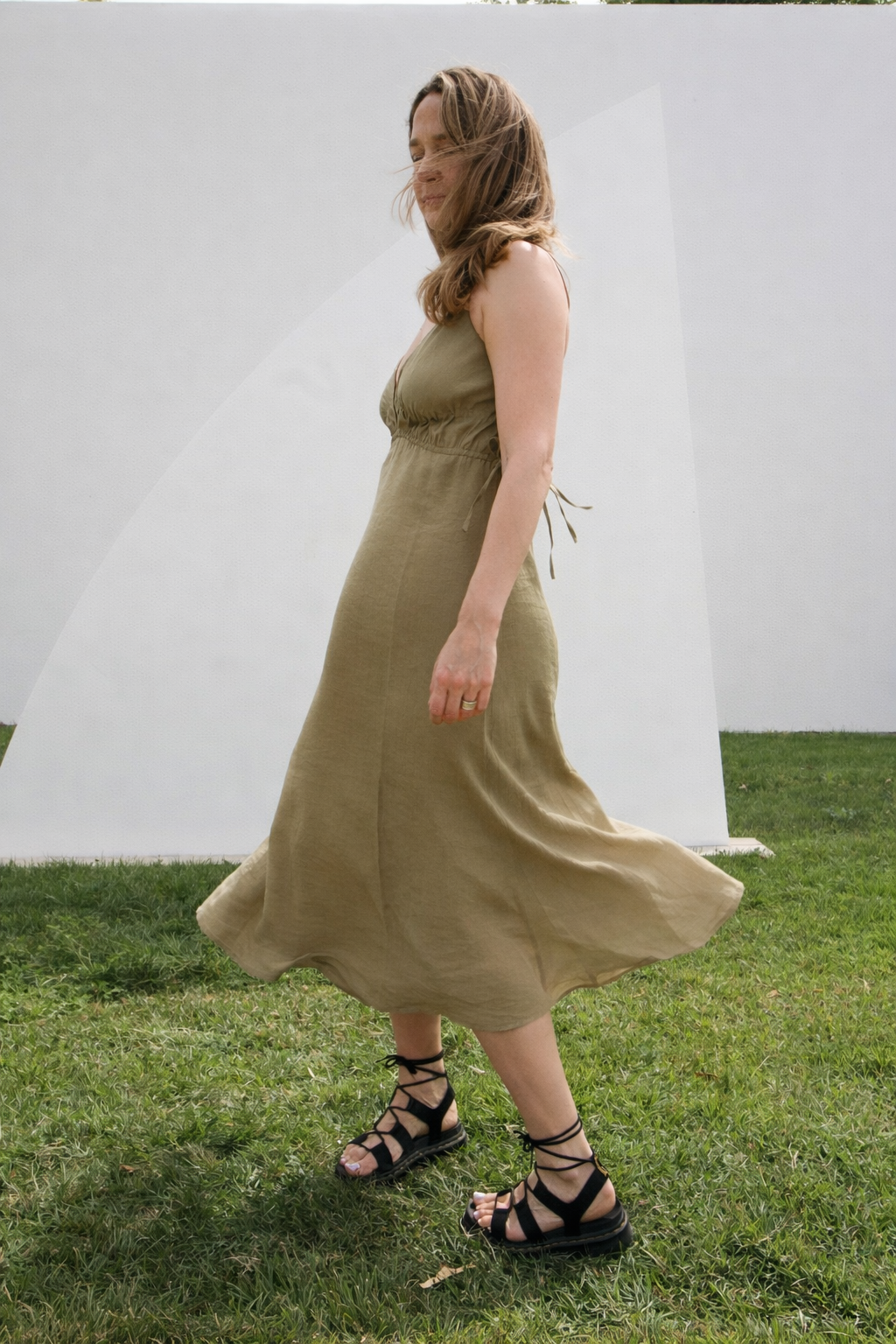 Sofia Ties Maxi Dress in khaki